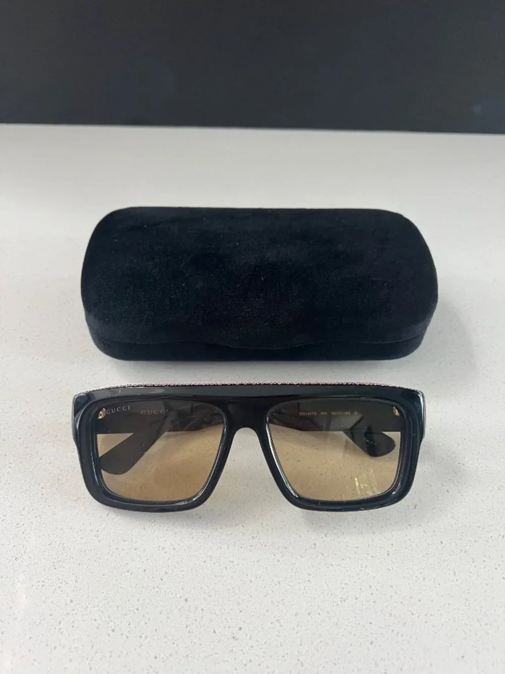 Gucci GG 1461S black square sunglasses with crystals